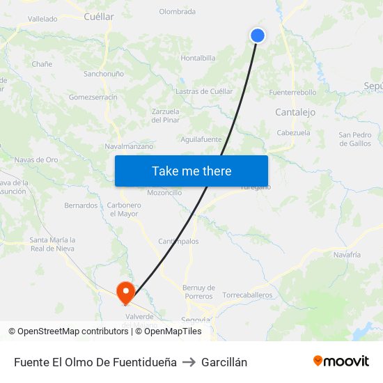 Fuente El Olmo De Fuentidueña to Garcillán map