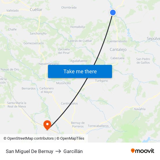 San Miguel De Bernuy to Garcillán map