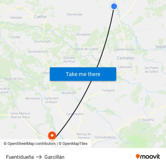 Fuentidueña to Garcillán map