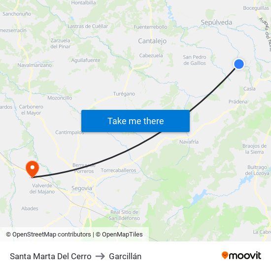 Santa Marta Del Cerro to Garcillán map