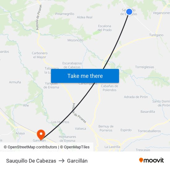 Sauquillo De Cabezas to Garcillán map