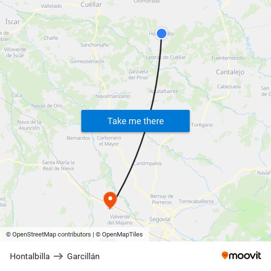 Hontalbilla to Garcillán map