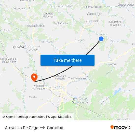 Arevalillo De Cega to Garcillán map