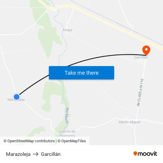 Marazoleja to Garcillán map