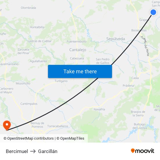 Bercimuel to Garcillán map