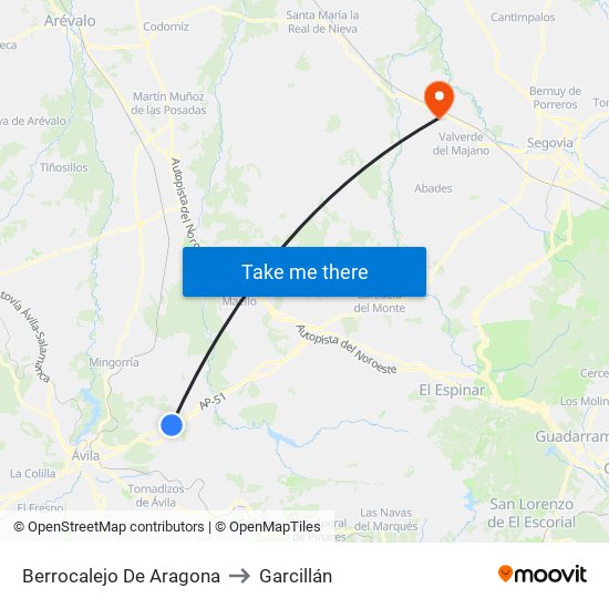 Berrocalejo De Aragona to Garcillán map