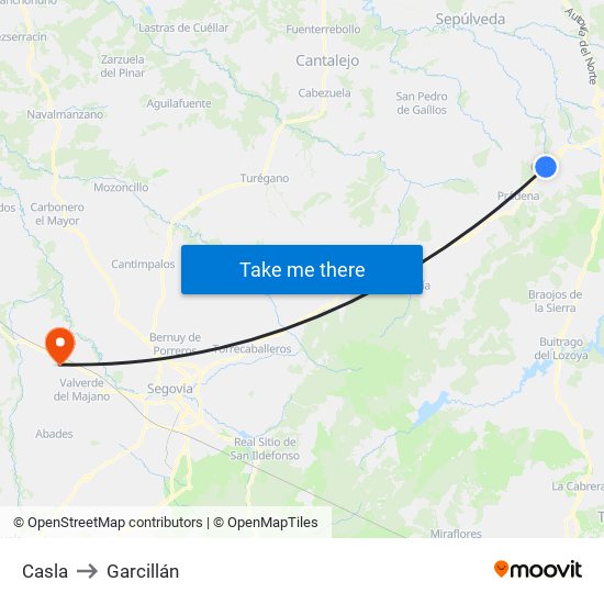 Casla to Garcillán map