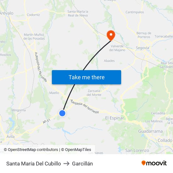 Santa María Del Cubillo to Garcillán map