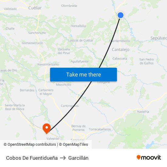 Cobos De Fuentidueña to Garcillán map