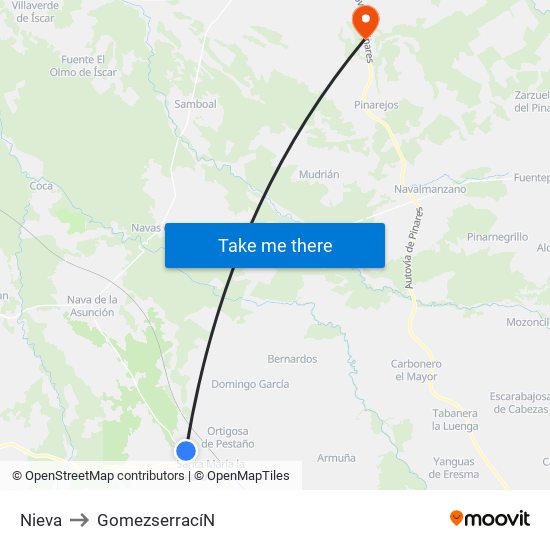 Nieva to Gomezserrací­N map