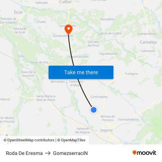 Roda De Eresma to Gomezserrací­N map