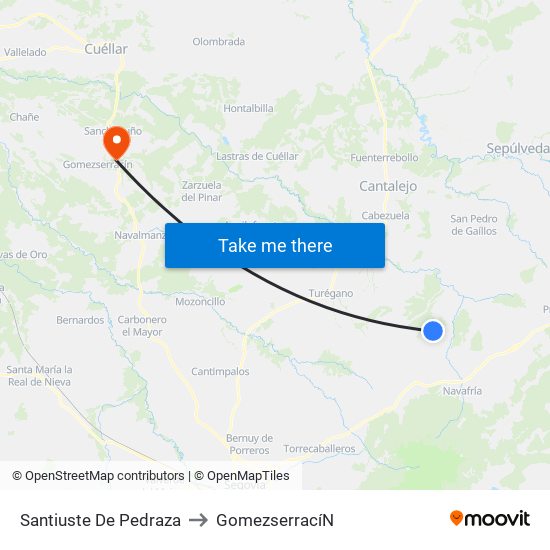 Santiuste De Pedraza to Gomezserrací­N map