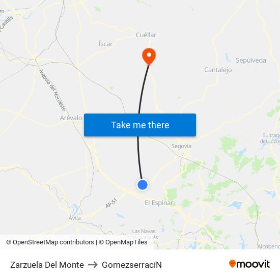 Zarzuela Del Monte to Gomezserrací­N map