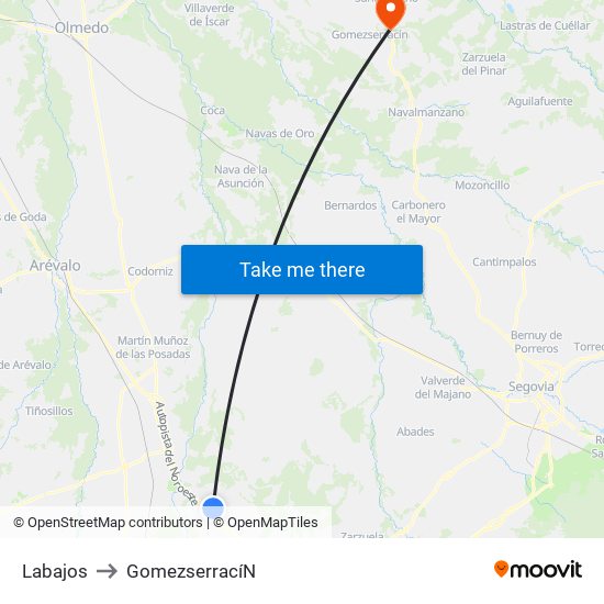 Labajos to Gomezserrací­N map