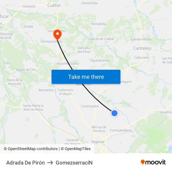 Adrada De Pirón to Gomezserrací­N map