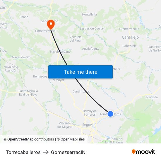 Torrecaballeros to Gomezserrací­N map