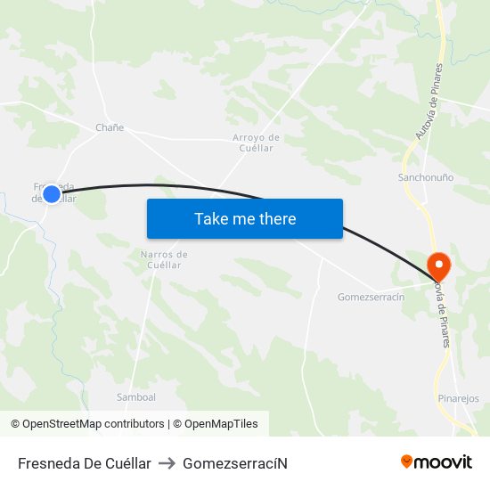 Fresneda De Cuéllar to Gomezserrací­N map