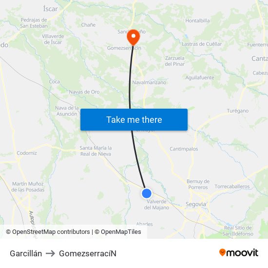 Garcillán to Gomezserrací­N map