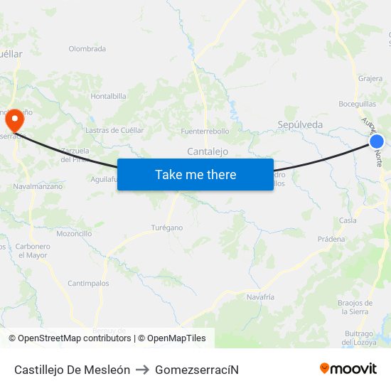 Castillejo De Mesleón to Gomezserrací­N map