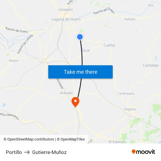 Portillo to Gutierre-Muñoz map