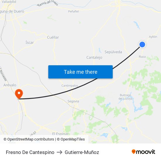 Fresno De Cantespino to Gutierre-Muñoz map