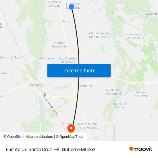 Fuente De Santa Cruz to Gutierre-Muñoz map