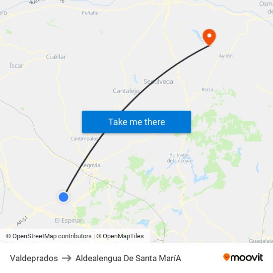 Valdeprados to Aldealengua De Santa Marí­A map