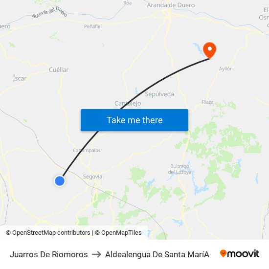 Juarros De Riomoros to Aldealengua De Santa Marí­A map