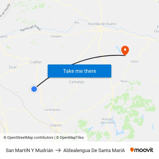 San Martí­N Y Mudrián to Aldealengua De Santa Marí­A map