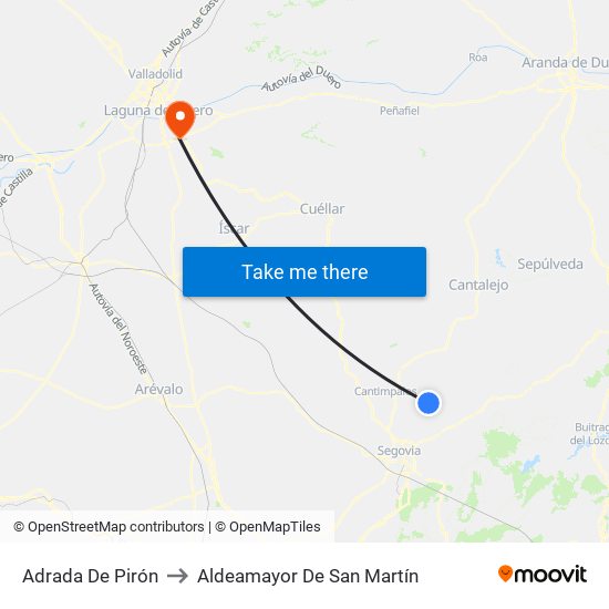 Adrada De Pirón to Aldeamayor De San Martín map