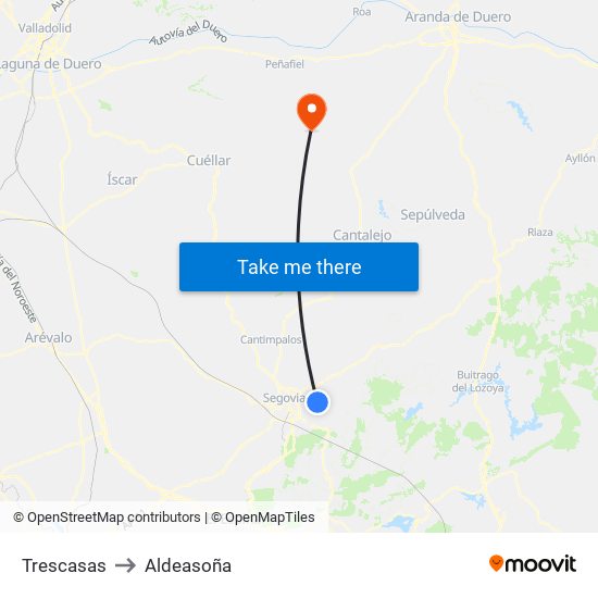 Trescasas to Aldeasoña map