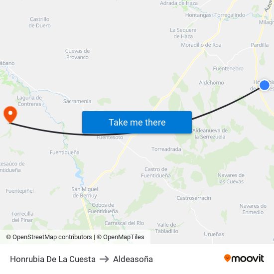 Honrubia De La Cuesta to Aldeasoña map