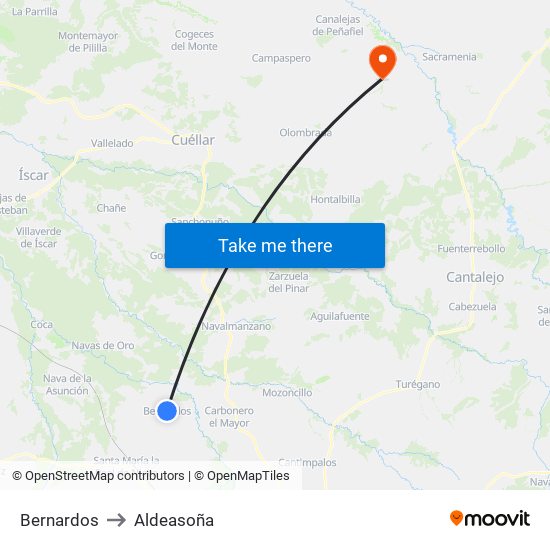 Bernardos to Aldeasoña map
