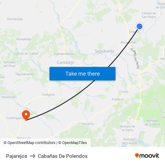 Pajarejos to Cabañas De Polendos map