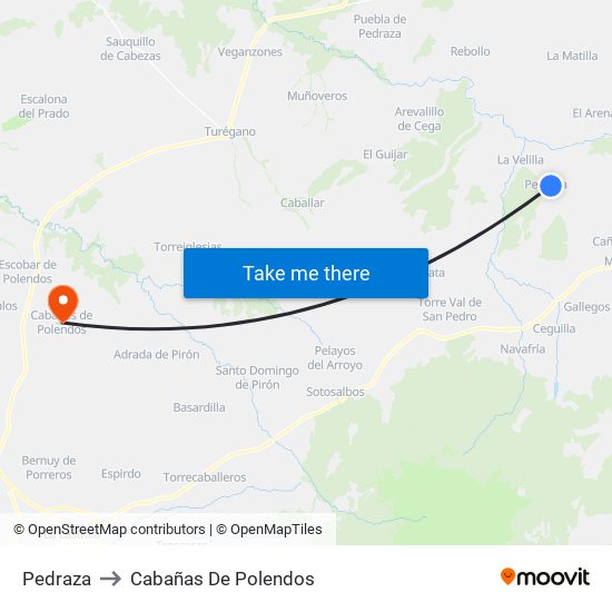 Pedraza to Cabañas De Polendos map