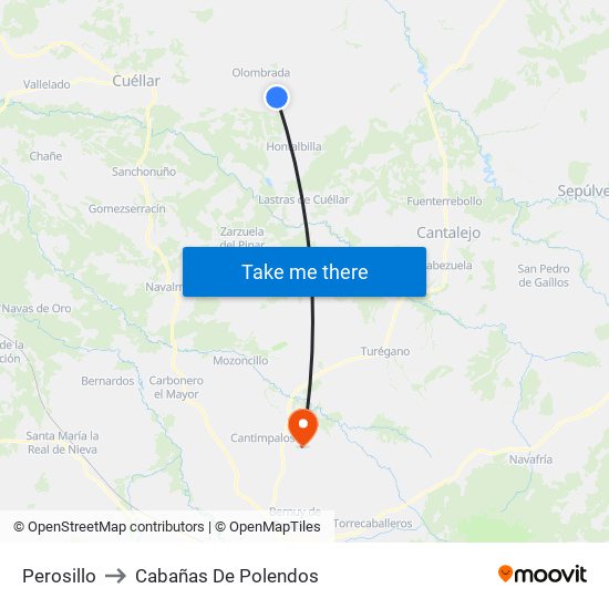 Perosillo to Cabañas De Polendos map