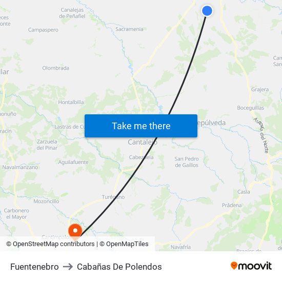 Fuentenebro to Cabañas De Polendos map