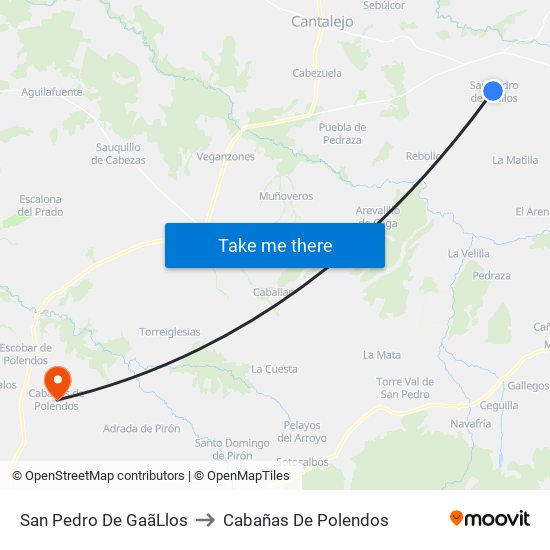 San Pedro De Gaã­Llos to Cabañas De Polendos map