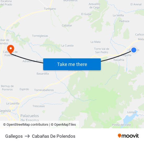 Gallegos to Cabañas De Polendos map