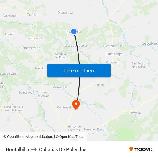 Hontalbilla to Cabañas De Polendos map