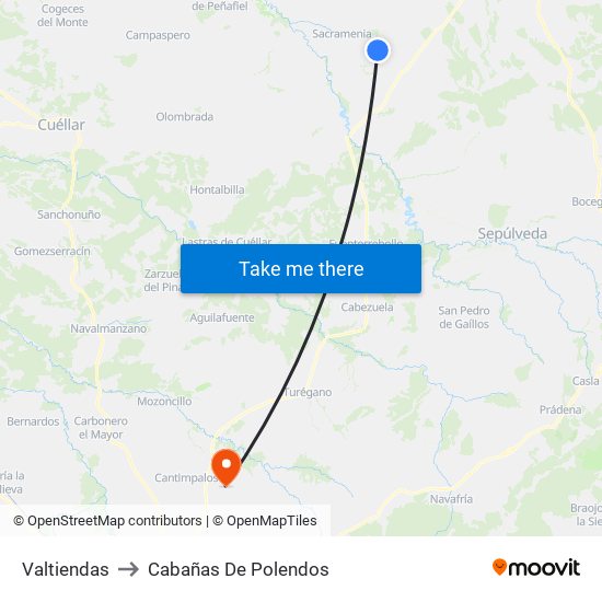 Valtiendas to Cabañas De Polendos map