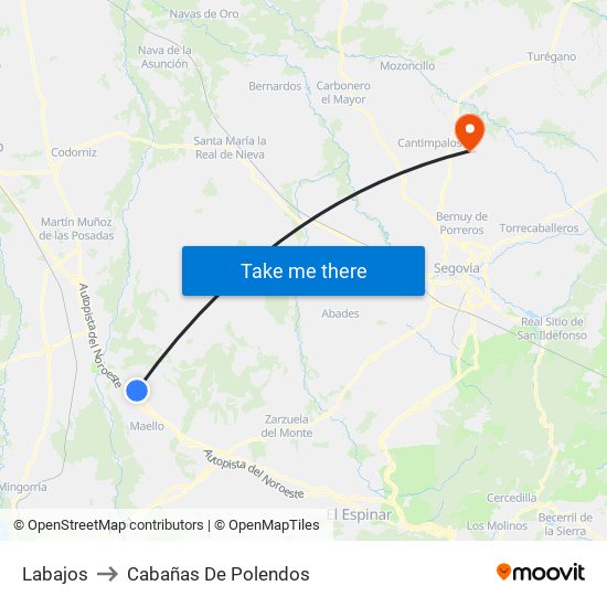 Labajos to Cabañas De Polendos map