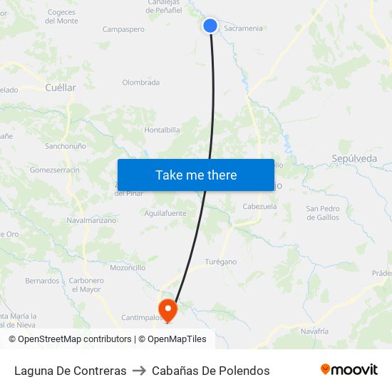 Laguna De Contreras to Cabañas De Polendos map