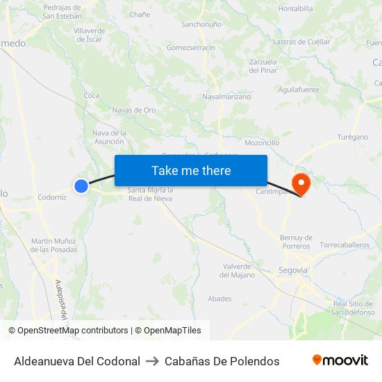 Aldeanueva Del Codonal to Cabañas De Polendos map