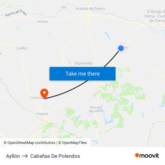 Ayllón to Cabañas De Polendos map