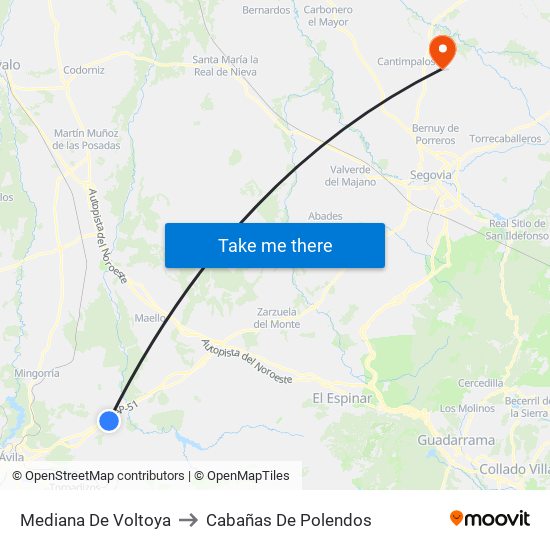 Mediana De Voltoya to Cabañas De Polendos map