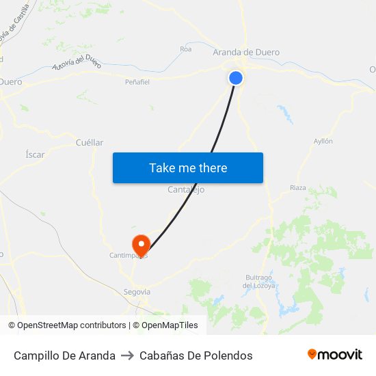 Campillo De Aranda to Cabañas De Polendos map