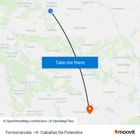 Torrescárcela to Cabañas De Polendos map