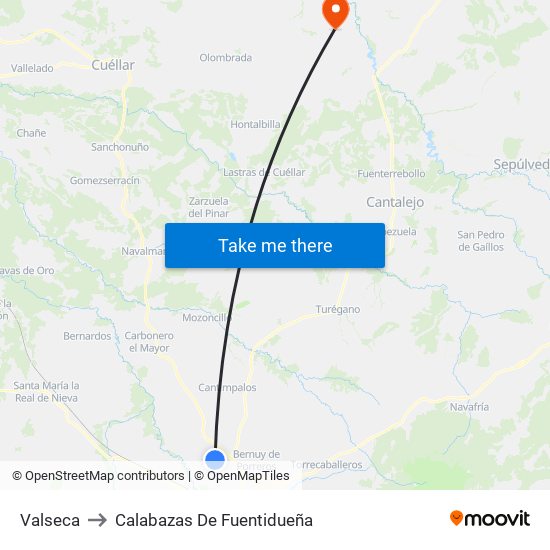 Valseca to Calabazas De Fuentidueña map