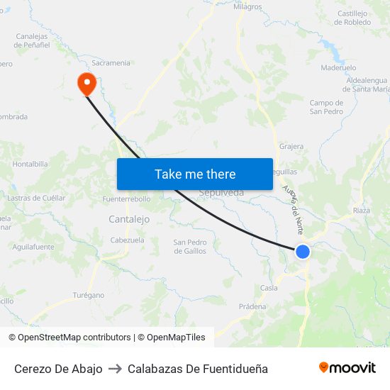 Cerezo De Abajo to Calabazas De Fuentidueña map